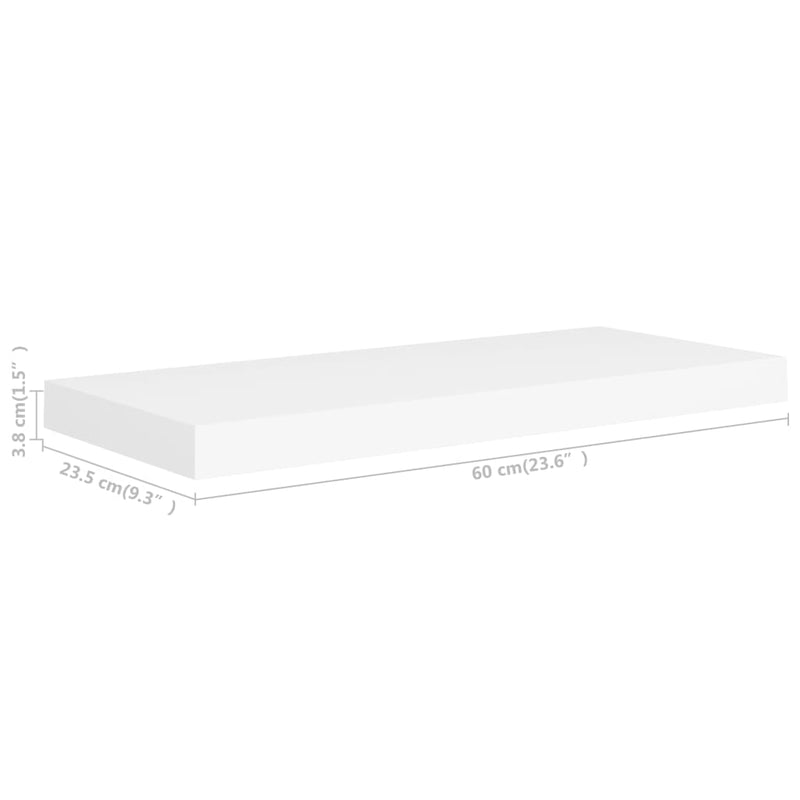 Floating Wall Shelves 2 pcs White 60x23.5x3.8 cm MDF