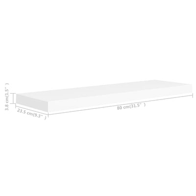 Floating Wall Shelf White 80x23.5x3.8 cm MDF