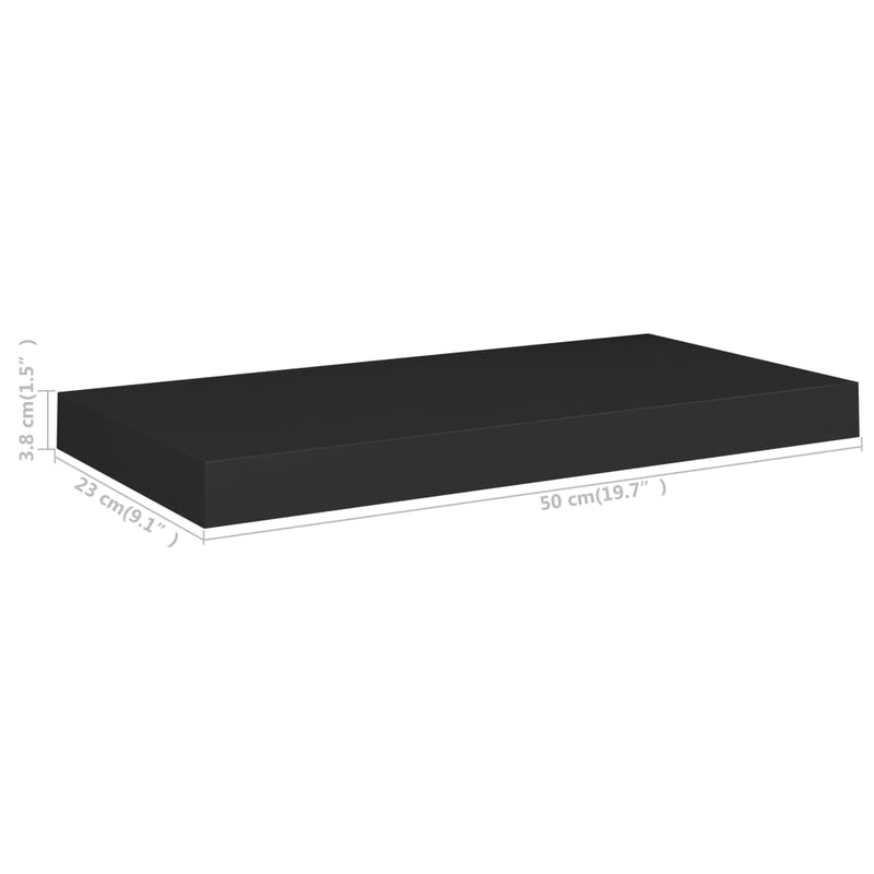 Floating Wall Shelf Black 50x23x3.8 cm MDF