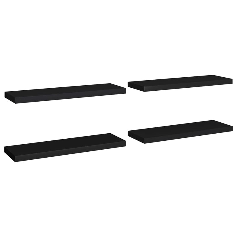 Floating Wall Shelves 4 pcs Black 80x23.5x3.8 cm MDF