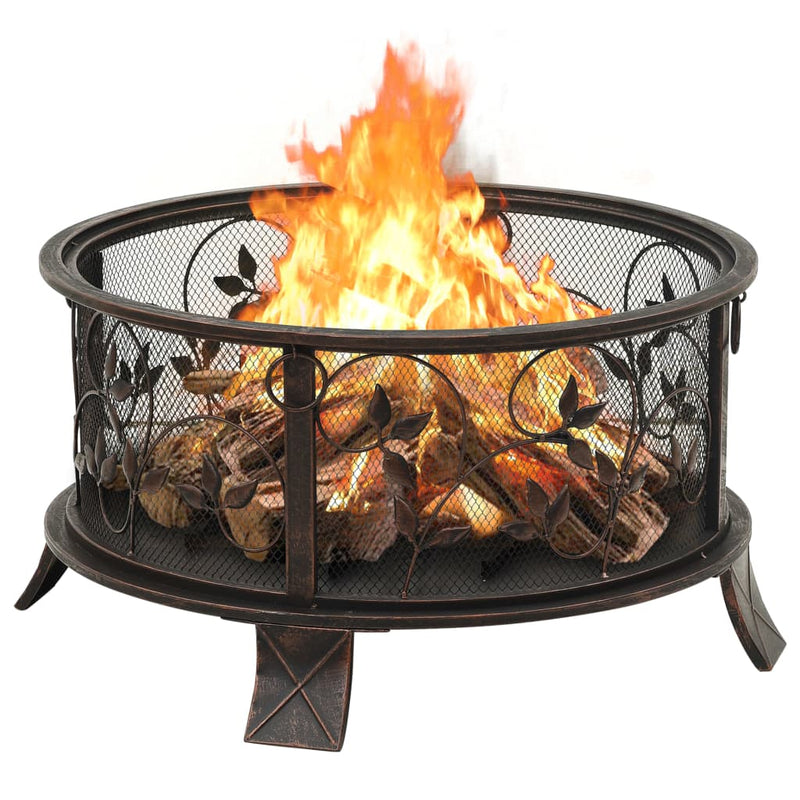 Rustic Fire Pit with Poker 67.5 cm XXL Steel - Payday Deals