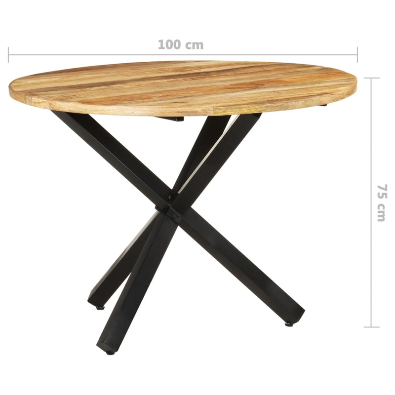 Dining Table Round 100x100x75 cm Rough Mango Wood