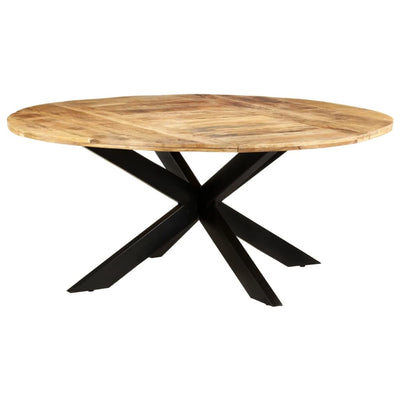 Dining Table Round 175x75 cm Rough Mango Wood