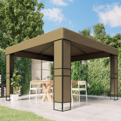 Gazebo with Double Roof 3x3x2.7 m Taupe 180 g/m²