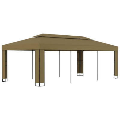 Gazebo with Double Roof 3x6 m Taupe 180 g/m²