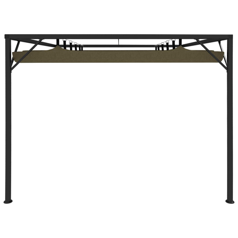 Garden Wall Gazebo with Retractable Roof 3x3 m Taupe 180 g/m²