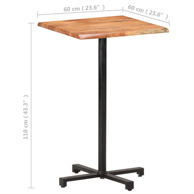 Bar Table with Live Edges 60x60x110 cm Solid Acacia Wood