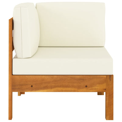 Corner Sofa with Cream White Cushions Solid Acacia Wood - Payday Deals