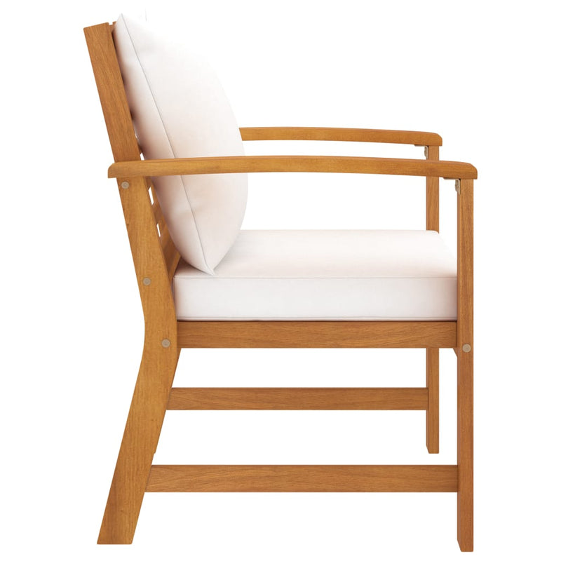 Garden Chairs 2 pcs with Cream Cushion Solid Acacia Wood - Payday Deals