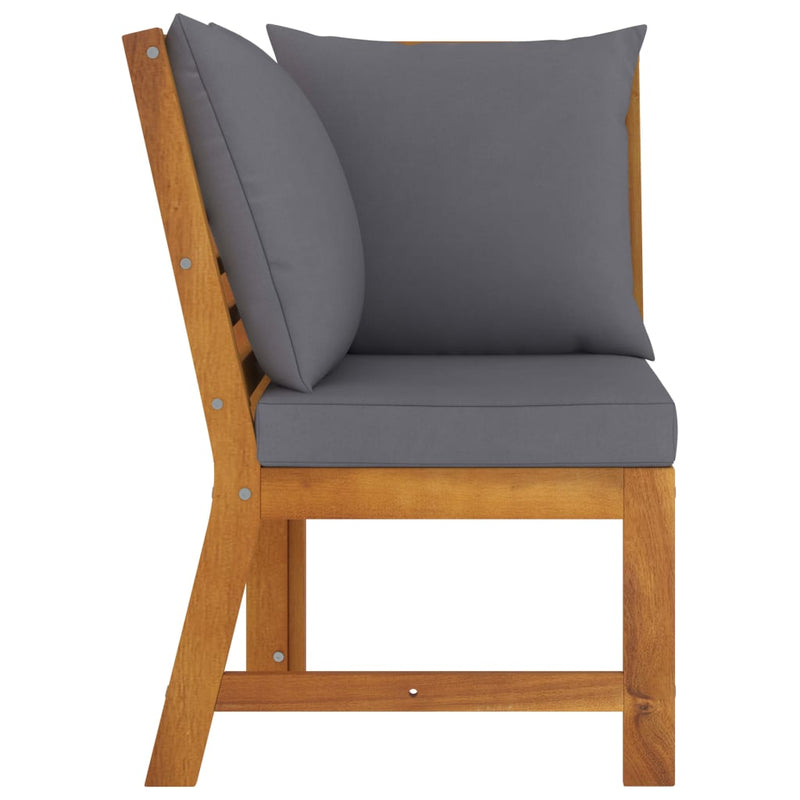 3 Piece Garden Lounge Set with Dark Grey Cushion Solid Acacia Wood