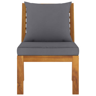 3 Piece Garden Lounge Set with Dark Grey Cushion Solid Acacia Wood