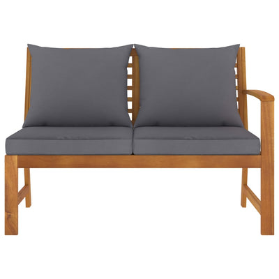 Garden Bench 114.5 cm with Dark Grey Cushion Solid Acacia Wood - Payday Deals