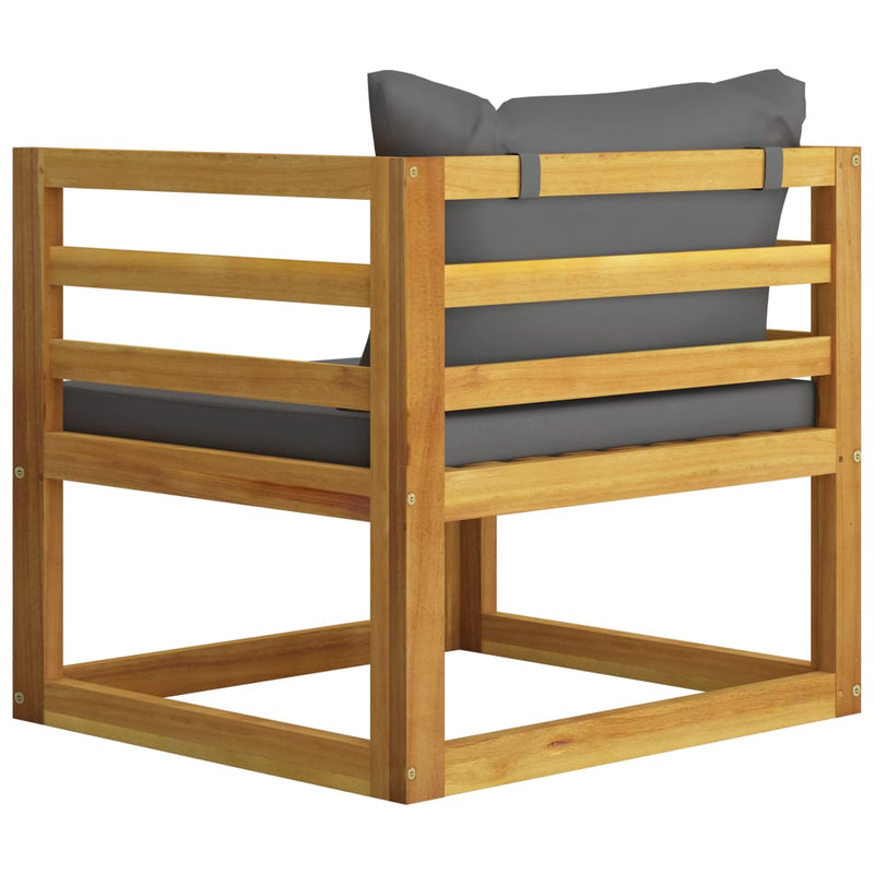Garden Chair with Dark Grey Cushions Solid Acacia Wood - Payday Deals