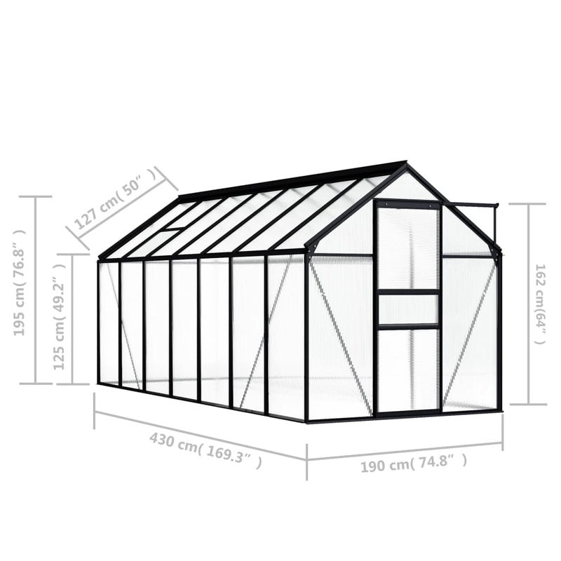 Greenhouse Anthracite Aluminium 8.17 m² - Payday Deals