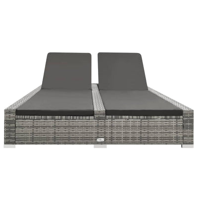 Double Sun Lounger Poly Rattan Grey - Payday Deals