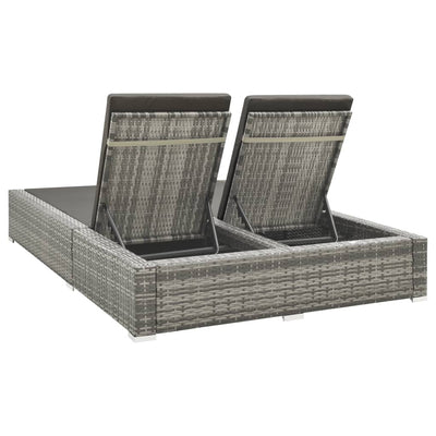 Double Sun Lounger Poly Rattan Grey - Payday Deals