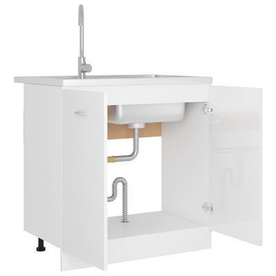Sink Bottom Cabinet High Gloss White 80x46x81.5 cm Chipboard
