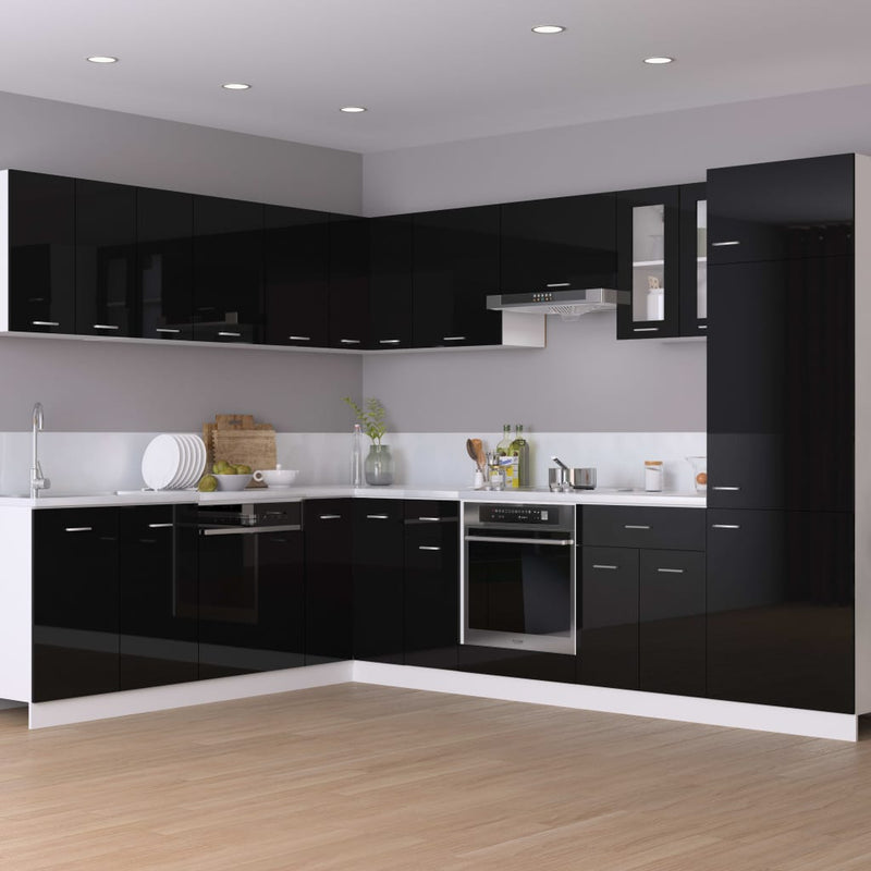 Oven Cabinet High Gloss Black 60x46x81.5 cm Chipboard