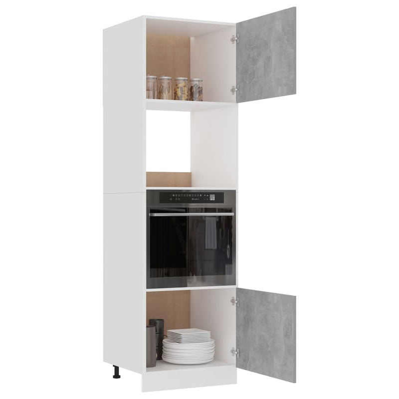Microwave Cabinet Concrete Grey 60x57x207 cm Engineered Wood