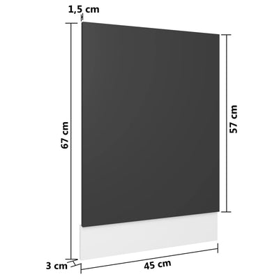 Dishwasher Panel Grey 45x3x67 cm Chipboard