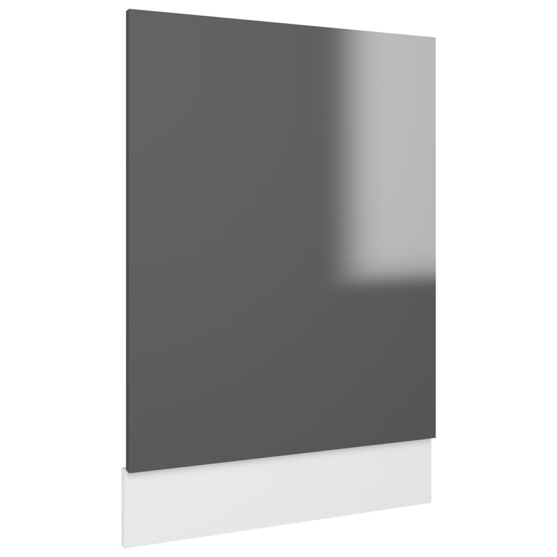 Dishwasher Panel High Gloss Grey 45x3x67 cm Chipboard