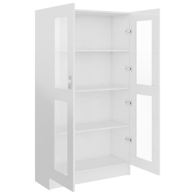 Vitrine Cabinet High Gloss White 82.5x30.5x150 cm Engineered Wood