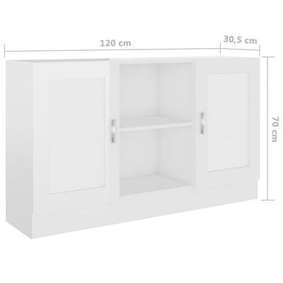 Sideboard High Gloss White 120x30.5x70 cm Engineered Wood