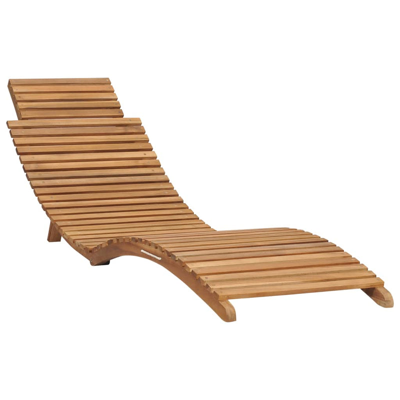 Folding Sun Lounger with Table Solid Teak Wood - Payday Deals