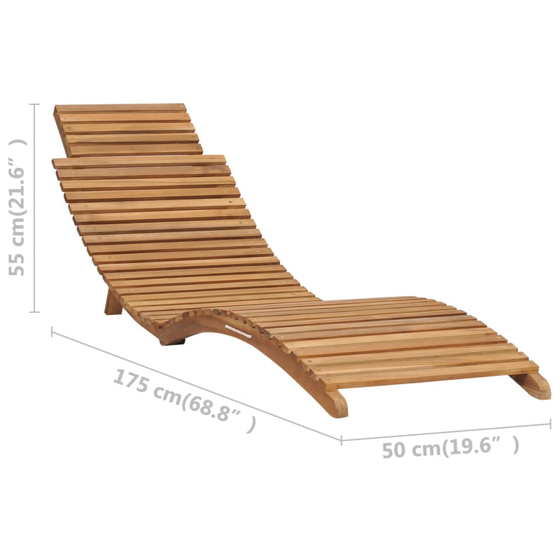 Folding Sun Lounger with Table Solid Teak Wood - Payday Deals