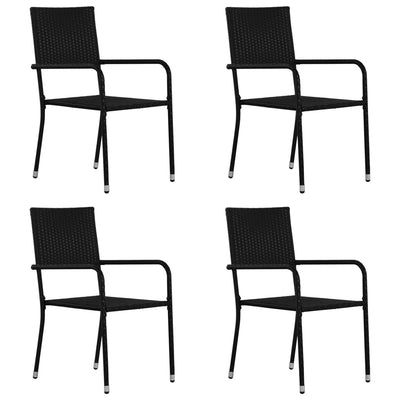 Outdoor Dining Chairs 4 pcs Poly Rattan Black - Payday Deals