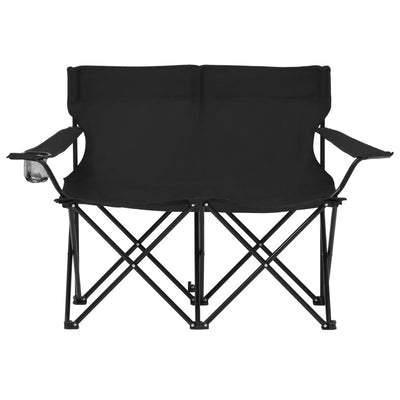 2-Seater Foldable Camping Chair Steel and Fabric Black - Payday Deals