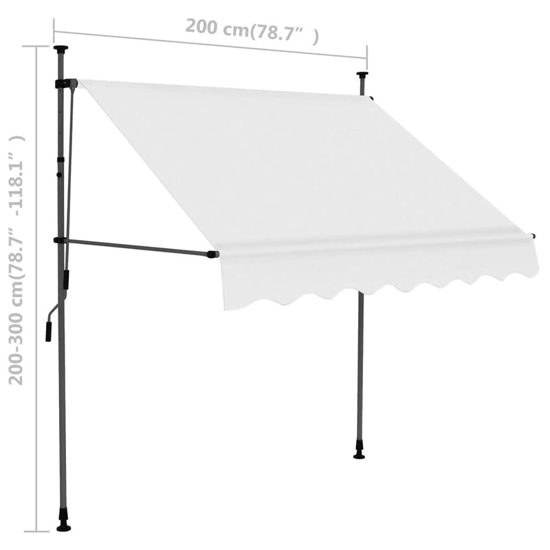 Manual Retractable Awning with LED 200 cm Cream