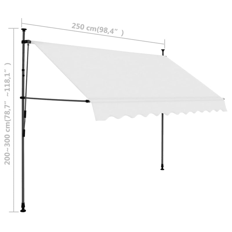 Manual Retractable Awning with LED 250 cm Cream