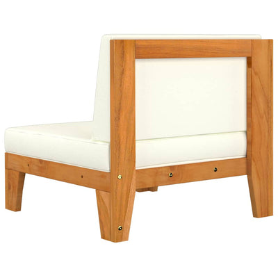 Sectional Corner Sofa & Cream White Cushions Solid Acacia Wood
