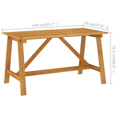 Garden Dining Table 140x70x73.5 cm Solid Acacia Wood - Payday Deals