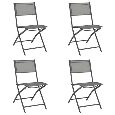Folding Outdoor Chairs 4 pcs Grey Steel and Textilene - Payday Deals