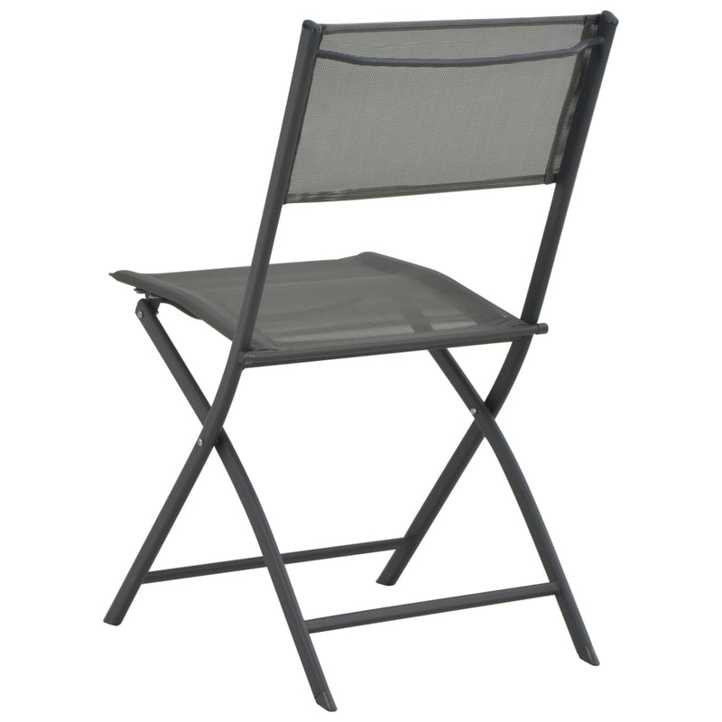 Folding Outdoor Chairs 4 pcs Grey Steel and Textilene - Payday Deals