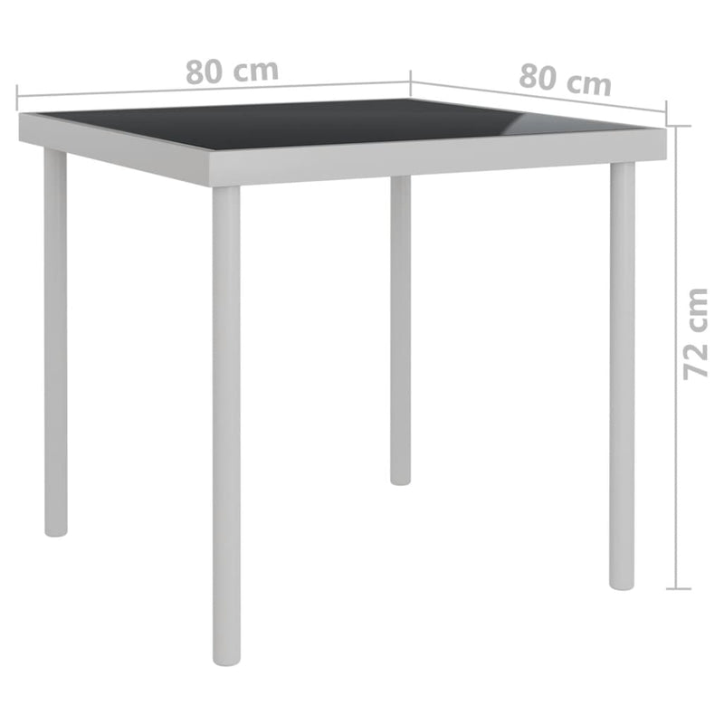 Outdoor Dining Table Light Grey 80x80x72 cm Glass and Steel