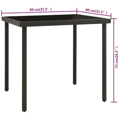 Outdoor Dining Table Anthracite 80x80x72 cm Glass and Steel