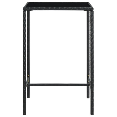 Garden Bar Table Black 70x70x110 cm Poly Rattan and Glass - Payday Deals