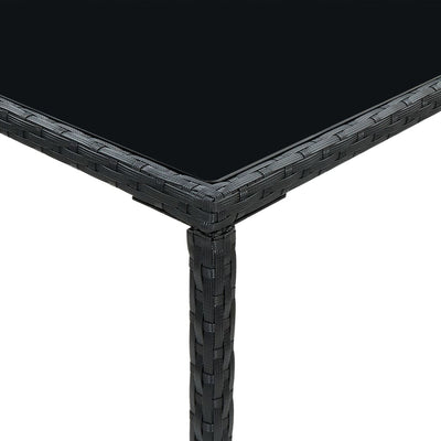 Garden Bar Table Black 70x70x110 cm Poly Rattan and Glass - Payday Deals