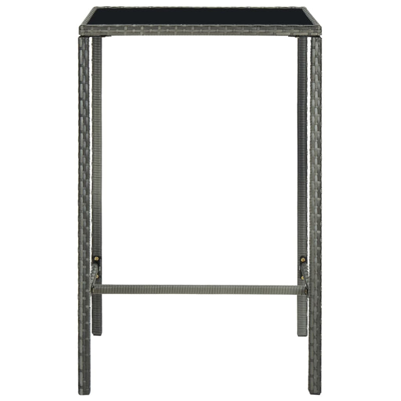 Garden Bar Table Grey 70x70x110 cm Poly Rattan and Glass
