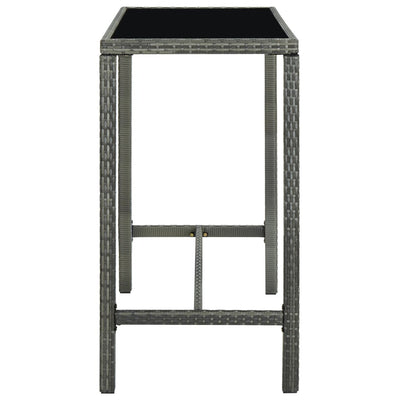Garden Bar Table Grey 130x60x110 cm Poly Rattan and Glass - Payday Deals
