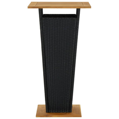 Bar Table Black 60x60x110 cm Poly Rattan and Solid Acacia Wood