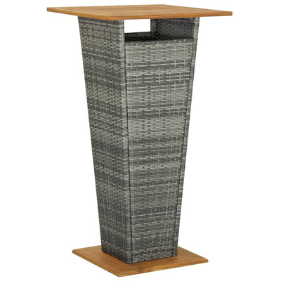 Bar Table Grey 60x60x110 cm Poly Rattan and Solid Acacia Wood - Payday Deals