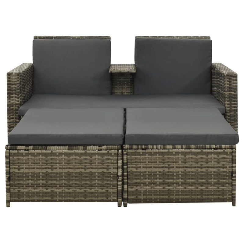 3 Piece Garden Lounge Set with Cushions Poly Rattan Grey - Payday Deals