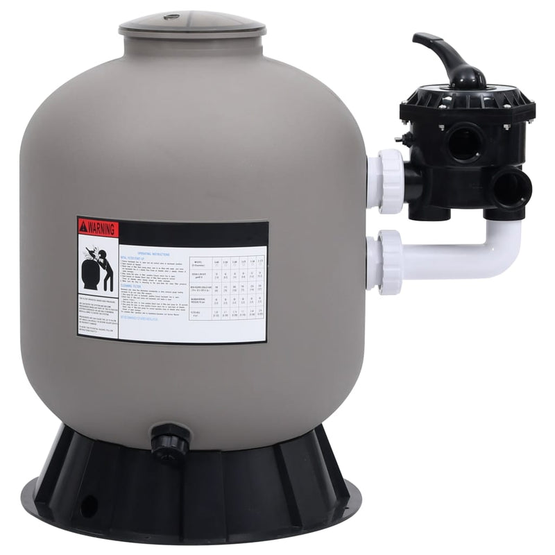 Pool Sand Filter with Side Mount 6-Way Valve Grey