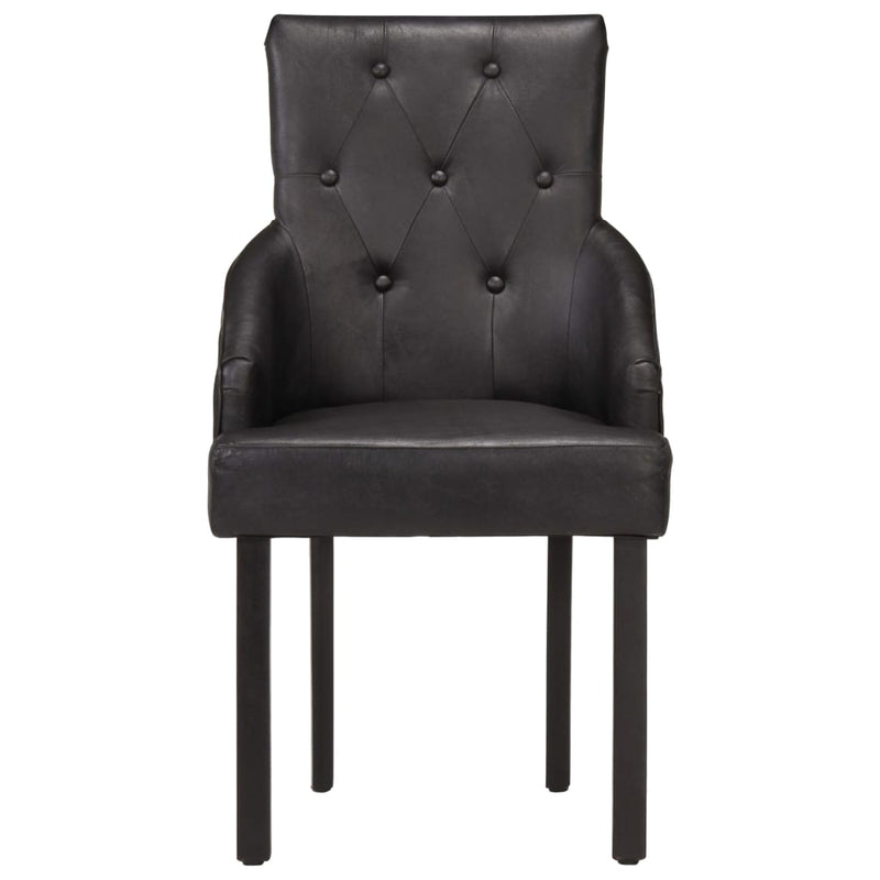 Dining Chairs 4 pcs Black Real Goat Leather