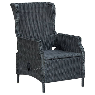 Reclining Garden Chair with Cushions Poly Rattan Dark Grey - Payday Deals