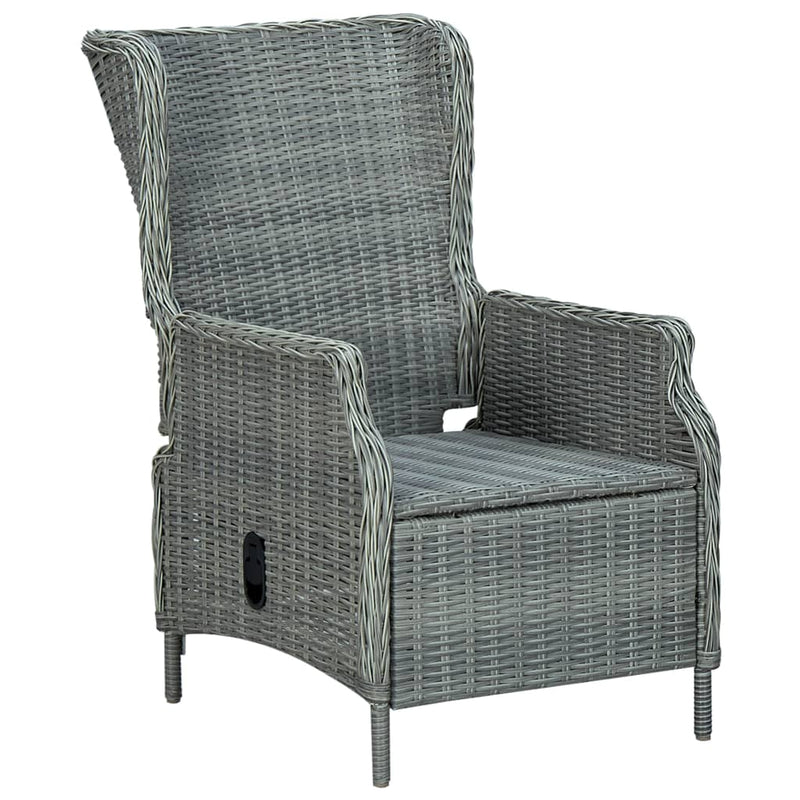 Reclining Garden Chair with Cushions Poly Rattan Light Grey - Payday Deals